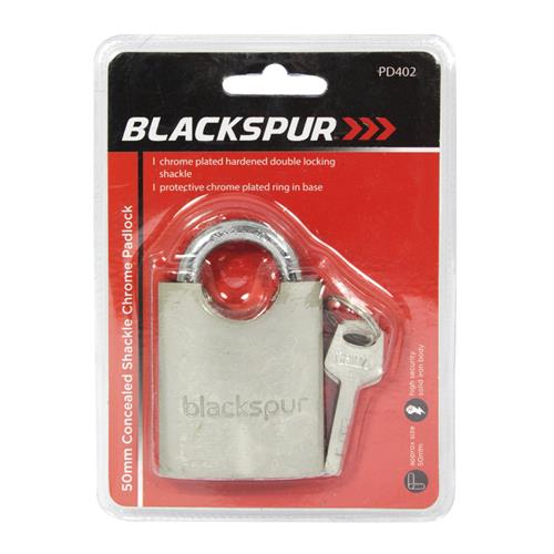 Blackspur 50mm Concealed Shackle Chrome Padlock Blackspur 50mm Concealed Shackle Chrome Padlock
